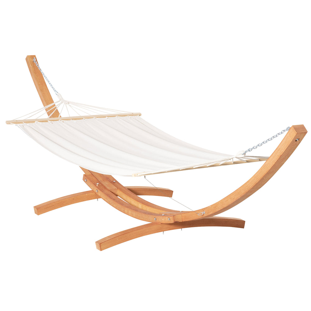 Hamac de Jardin avec Support en Bois hamac sur Pied 1 Personne 3,92L x 1,2l x 1,1H m Coloris crème Marron