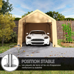 Carport tente de garage 3 x 5,2 m, abri voiture extérieur, tente de stockage avec porte enroulable amovible, carport pour voiture, camion, bateau, jaune