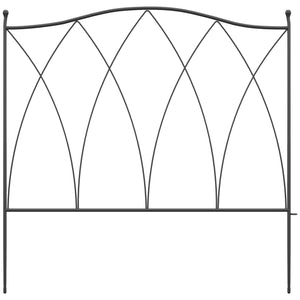 Lot de 5 clôtures de jardin décoratives en métal - 305 x 62 cm noir