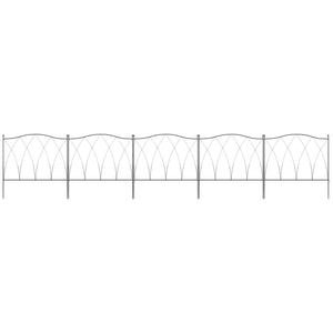 Lot de 5 clôtures de jardin décoratives en métal - 305 x 62 cm noir