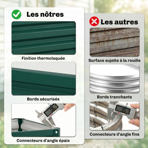 Lot de 2 jardinières surélevées en acier galvanisé 60 x 60 x 30,5 cm, carre potager de jardin pour légumes, fleurs et herbes, vert