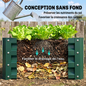 Lot de 2 jardinières surélevées en acier galvanisé 60 x 60 x 30,5 cm, carre potager de jardin pour légumes, fleurs et herbes, vert