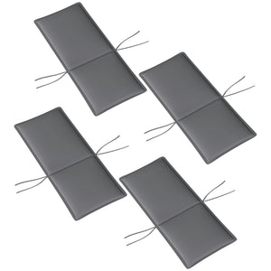 Lot de 4 coussins de chaise d'extérieur galette de chaise à dossier haut attaches et bande réglable tissu teint en fil anti-décoloration UPF50+ pour jardin terrasse balcon 124x50x5cm gris