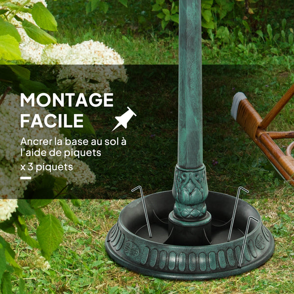 Bain d'oiseaux Abreuvoir pour Oiseaux jardinière 3 en 1 dim. Ø 50 x 113H cm polypropylène vert-de-gris