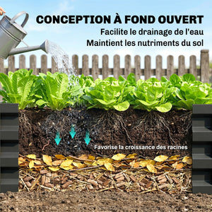 Lot de 2 carrés potagers de jardin 120 x 60 x 30,5 cm acier galvanisée gris