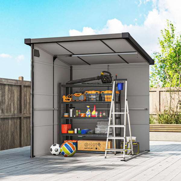 Abri de jardin en polypropylène 3,24 m², cabane de jardin 190 x 191 x 215 cm, cabanon rangement outils avec fenêtres, 2 évents, double porte verrouillable, gris clair