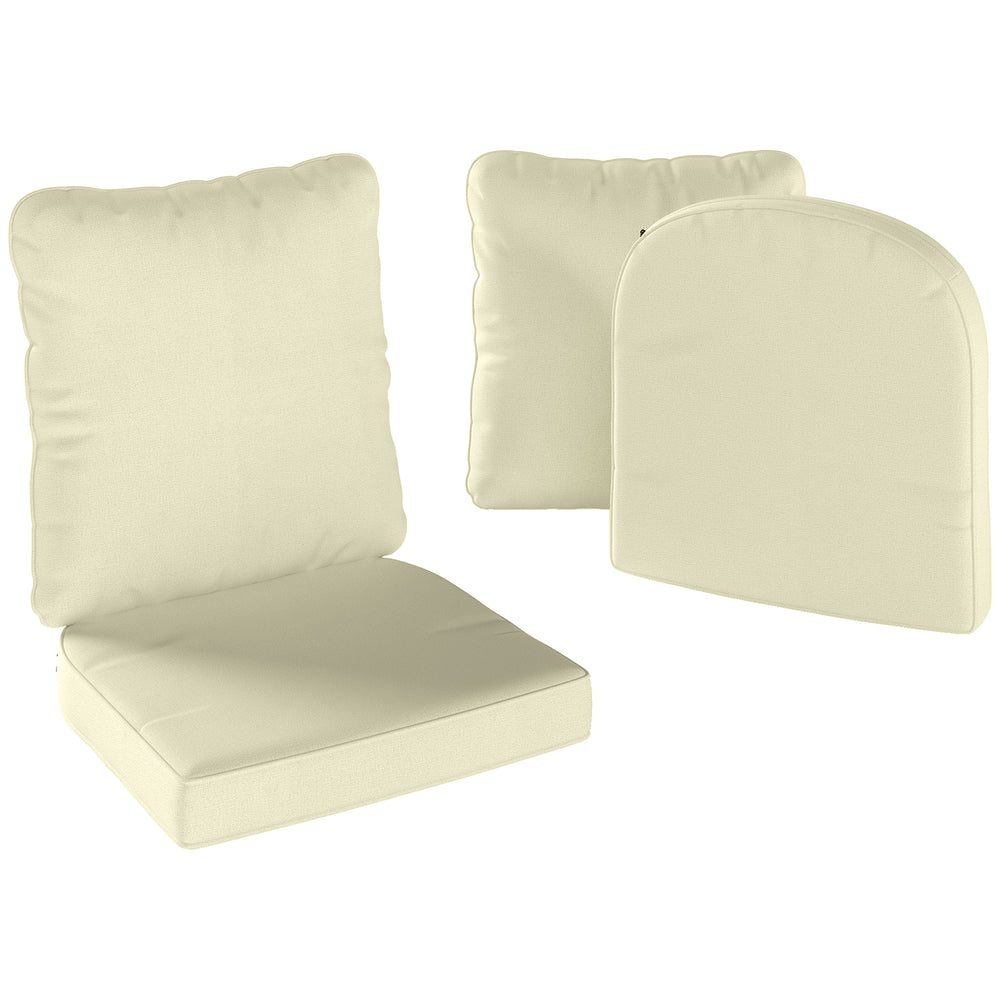 Ensemble de 2 coussins d'assise avec dossier, coussin d'assise et de dossier confortable respirant, housse amovible, résistante aux UV, pour extérieur et intérieur, crème