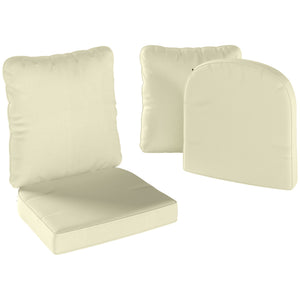 Ensemble de 2 coussins d'assise avec dossier, coussin d'assise et de dossier confortable respirant, housse amovible, résistante aux UV, pour extérieur et intérieur, crème