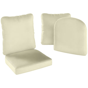Ensemble de 2 coussins d'assise avec dossier, coussin d'assise et de dossier confortable respirant, housse amovible, résistante aux UV, pour extérieur et intérieur, crème