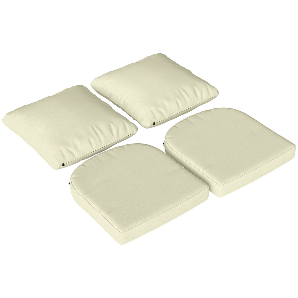 Ensemble de 2 coussins d'assise avec dossier, coussin d'assise et de dossier confortable respirant, housse amovible, résistante aux UV, pour extérieur et intérieur, crème