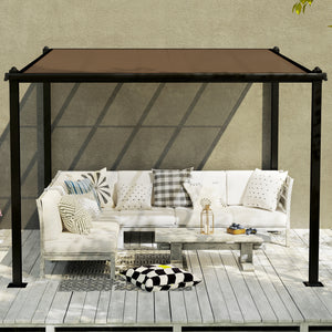 Pergola jardin extérieur en aluminium 3 x 3 m pergola adossée avec toit en polycarbonate imperméable, système de drainage, tonnelle de jardin abri soleil UPF30+ pour terrasse patio cour, gris