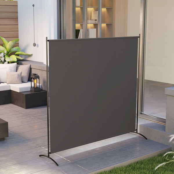 Paravent Extérieur à Panneau Unique, Séparateur de Pièce de 180H cm avec Protection UV30+, Panneau Brise-Vue avec Base Stable pour Intérieur et Extérieur, Gris Foncé