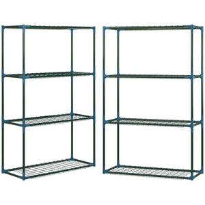 Lot de 2 Étagères à Fleurs en acier 4 Niveaux Intérieur et Extérieur, support de plantes étagère à plantes pour Jardin, Balcon, Salon, 70 x 27 x 110 cm, vert
