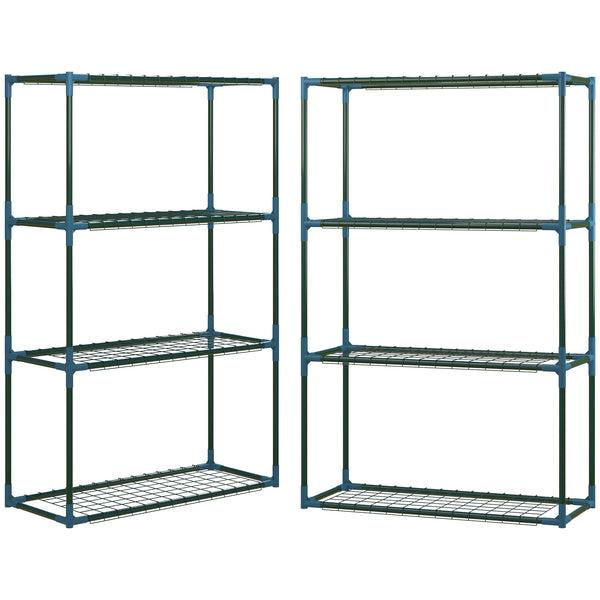 Lot de 2 Étagères à Fleurs en acier 4 Niveaux Intérieur et Extérieur, support de plantes étagère à plantes pour Jardin, Balcon, Salon, 70 x 27 x 110 cm, vert