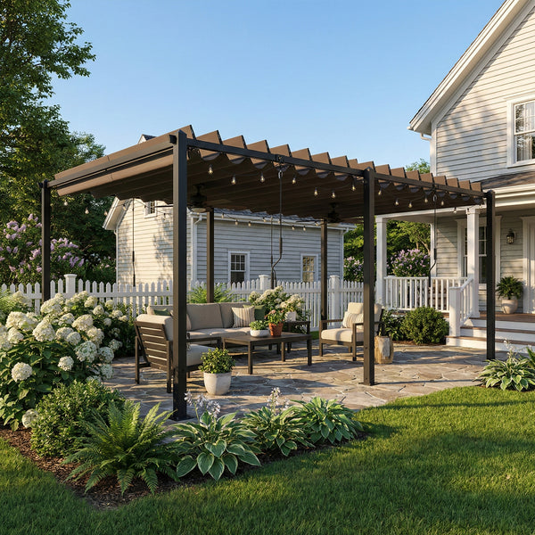 Pergola XXL 5,7x3m avec Toit à Lames Orientables 0-90° - Tonnelle de Jardin en Aluminium et Acier - Abri Terrasse Grande Capacité 11 Personnes, UV50+, 12 Vis d'Expansion, Gris Anthracite