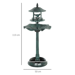 Bain d'oiseaux Abreuvoir pour Oiseaux jardinière 3 en 1 dim. Ø 50 x 113H cm polypropylène vert-de-gris