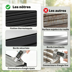 Carré potager de jardin potager surélevé, bac potager en acier galvanisé, jardinière exterieur résistant à la rouille 120x120x30cm, pour légumes, fleurs et herbes jardin, gris