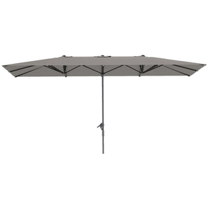 Parasol de jardin extérieur, parasol double rectangulaire 451 x 264 cm avec ouverture fermeture manivelle, toile polyester 200 g/m², parasol pour balcon, piscine, terrasse, gris foncé