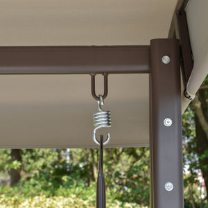 Balancelle de jardin 3 places grand confort toit inclinaison réglable coussins plateaux rétractables polyester filé gris clair