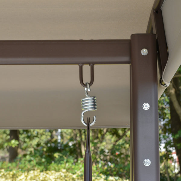 Balancelle de jardin 3 places grand confort toit inclinaison réglable coussins plateaux rétractables polyester filé gris clair