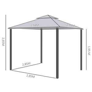 Tonnelle de jardin barnum pavillon de jardin 3 x 3 double Toit avec moustiquaires amovibles imperméable gris clair