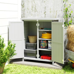 Abri de jardin Armoire de jardin pour outils 75L x 40l x 90H cm 3 étagères 2 portes Toit en asphalte imperméable Bois de sapin gris