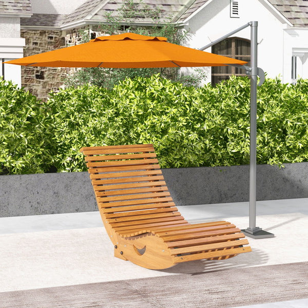 Chaise à bascule - Rocking chair d'extérieur jardin ergonomique avec siège à lattes et dossier haut en bois dim. 130L x 60l x 60H cm