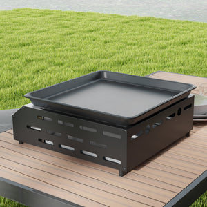 Plancha gaz en acier inox émaillé plaque de cuisson 2 brûleurs 4,8 kW antiadhésive grande surface de cuisson 40L x 34l cm, transportable