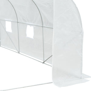 Serre Tunnel de Jardin 3,5 x 3 x 2 m Grande Taille 6 fenêtres en PE Haute densité 140 g/m² Anti-UV avec portes zip enroulables Blanc