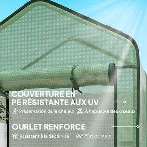 Serre de jardin avec étagères 5 niveaux, serre de balcon, bâche renforcée, châssis en acier, porte zippée enroulable, pour légumes plantes fleurs, 90x49x193cm, vert