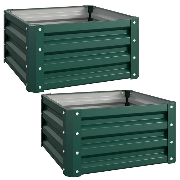 Lot de 2 jardinières surélevées en acier galvanisé 60 x 60 x 30,5 cm, carre potager de jardin pour légumes, fleurs et herbes, vert