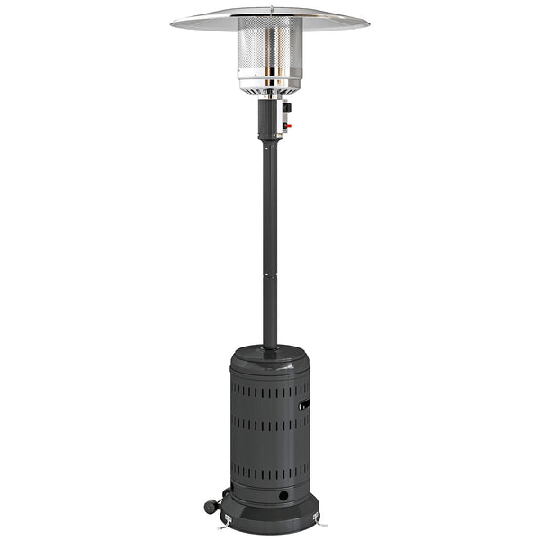 Chauffage exterieur terrasse, parasol chauffant gaz portable 11 KW niveaux de chauffe réglable avec protection anti-basculement et roulettes pour jardin, surface chauffable 7 m², noir