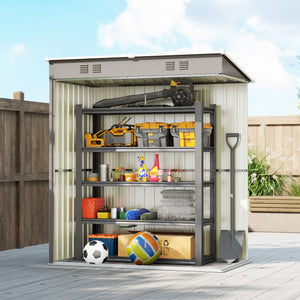 Abri de Jardin en Métal 1,37m² 163x90x179cm, Acier Galvanisé - Armoire de Jardin Adossable avec 2 Grilles d'Aération et Toit Incliné Anti-UV - Cabanon de Stockage pour Outils, Gris Clair