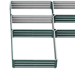 Jardinière carré potager de jardin modulable en acier ensemble de 5 jardinières pour légumes, plantes, fleurs, dim. 245L x 242l x 31H cm vert