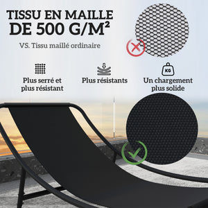 Lot de 2 fauteuils à bascule extérieur, chaises à bascule avec coussins épais, siège tissu textilène respirant et cadre en acier, rocking chair extérieur, jardin, terrasse, patio, gris foncé