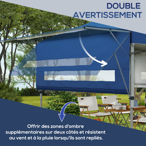 Tonnelle pop-up jardin barnum Pliant 5 x 3 m, tissu oxford avec 2 parois réglables, facile à monter, sac à transport à roulettes inclus bleu