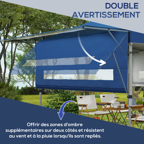 Tonnelle pop-up jardin barnum Pliant 5 x 3 m, tissu oxford avec 2 parois réglables, facile à monter, sac à transport à roulettes inclus bleu