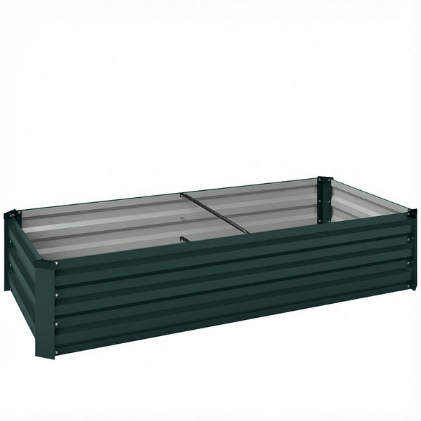 Jardinière rectangulaire potager de jardin bac à fleurs en acier avec bordure de sécurité et fond ouvert dim. 150L x 70l x 30H cm vert