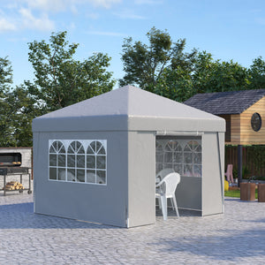 Tonnelle de jardin pop-up pliante tonnelle barnum tente de réception 3 x 3 m anti-UV 30 + avec fenêtres parois latérales sac de transport blanc