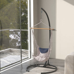 Support de fauteuil suspendu, support chaise suspendue avec base ronde, cadre en métal robuste, charge max. 150 kg, pour balançoire/œuf/fauteuil hamac, Ø 102 x 195 cm, noir