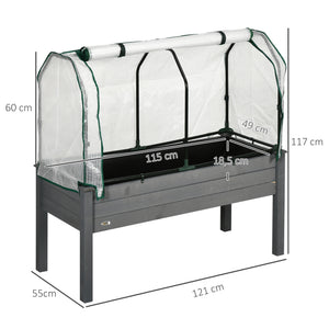 Potager sur Pieds surélevé avec bâche en PE Jardinière surélevée potager avec serre volume 104 L avec Trous de Drainage, Tissu non tissé, pour Plantes  Fleurs Légumes, 121x55x117cm gris foncé