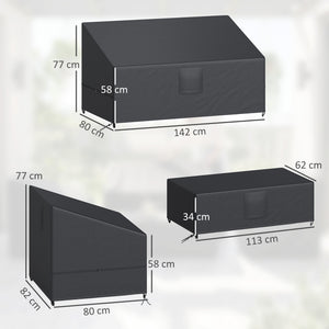 Ensemble de 4 Housses Salon de Jardin Imperméables 420D Tissu Oxford, Bâche de Potection Extérieure avec 6 Évents et Sac de Rangement, pour Table et Canapé, Noir