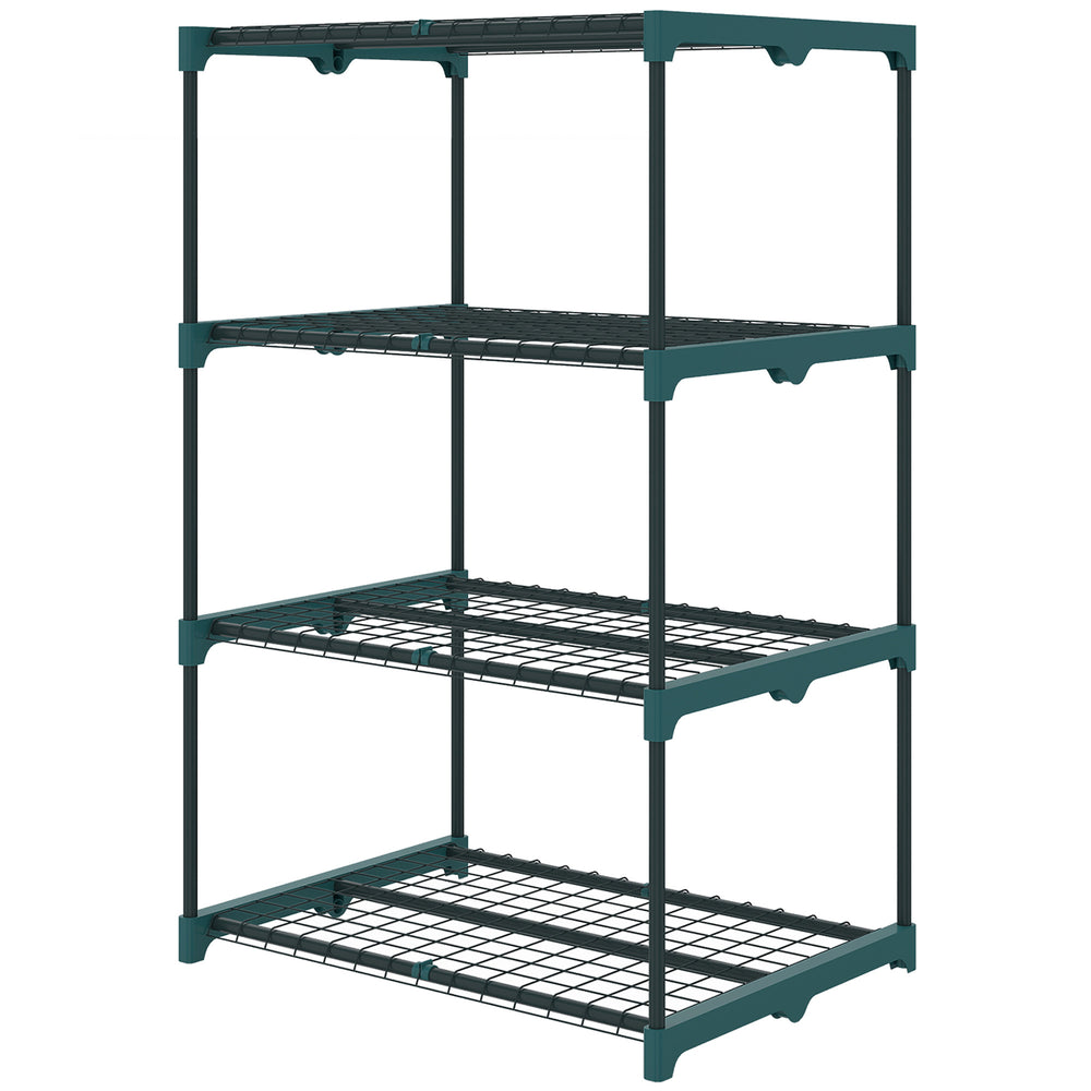 Étagère à Fleurs en Acier 4 Niveaux Intérieur et Extérieur, Support de Plantes, Étagère à Plantes pour Jardin, Balcon, Salon, 67 x 49 x 105 cm, Vert