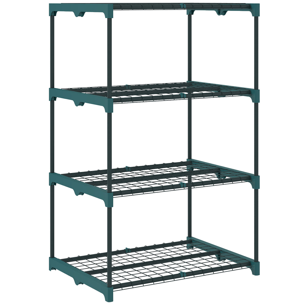 Étagère à Fleurs en Acier 4 Niveaux Intérieur et Extérieur, Support de Plantes, Étagère à Plantes pour Jardin, Balcon, Salon, 67 x 49 x 105 cm, Vert