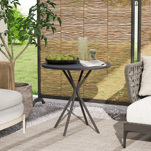 Table de jardin ronde Ø 60 cm, table de terrasse cadre en acier, charge de 50 kg, pour intérieur et extérieur, pour balcon, porche, noir