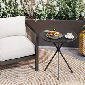 Table de jardin ronde Ø 60 cm, table de terrasse cadre en acier, charge de 50 kg, pour intérieur et extérieur, pour balcon, porche, noir