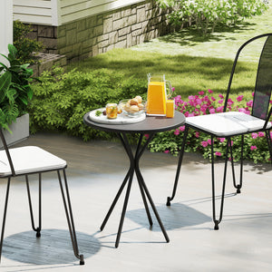 Table de jardin ronde Ø 60 cm, table de terrasse cadre en acier, charge de 50 kg, pour intérieur et extérieur, pour balcon, porche, noir