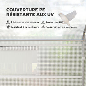 Serre de jardin 12 m², serre tunnel de jardin 4 x 3 x 2 m avec portes enroulables et grandes fenêtres en maille, serre en acier galvanisé et PE haute densité 140 g/m² résistante aux UV, blanc