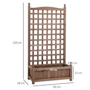 Jardinière avec Treillis - bac à Fleurs - jardinière sur Pied - dim. 64L x 28l x 120H cm Inserts d'irrigation Inclus Bois Sapin traité