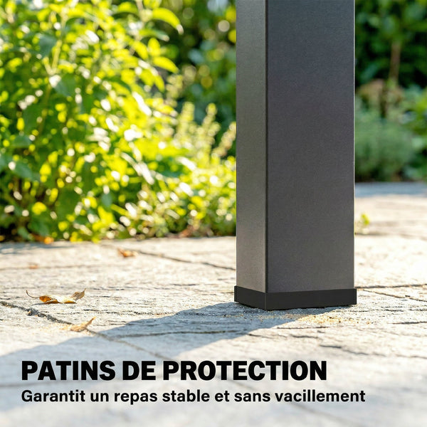 Table de Jardin Rectangulaire pour 4-6 Personnes, Plateau en WPC à Lattes, Bords Arrondis, Structure en Métal, Table à Manger de Jardin pour Balcon Terrasse, 155x88x72cm, Naturel